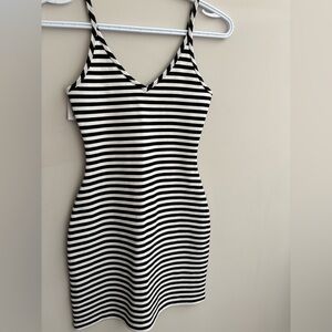 Aritzia Black & White Striped Bodycon Dress
